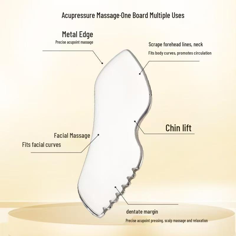 Stainless Steel Gua Sha Massage Tool with Mirror Finish – Universal for Full Body Care