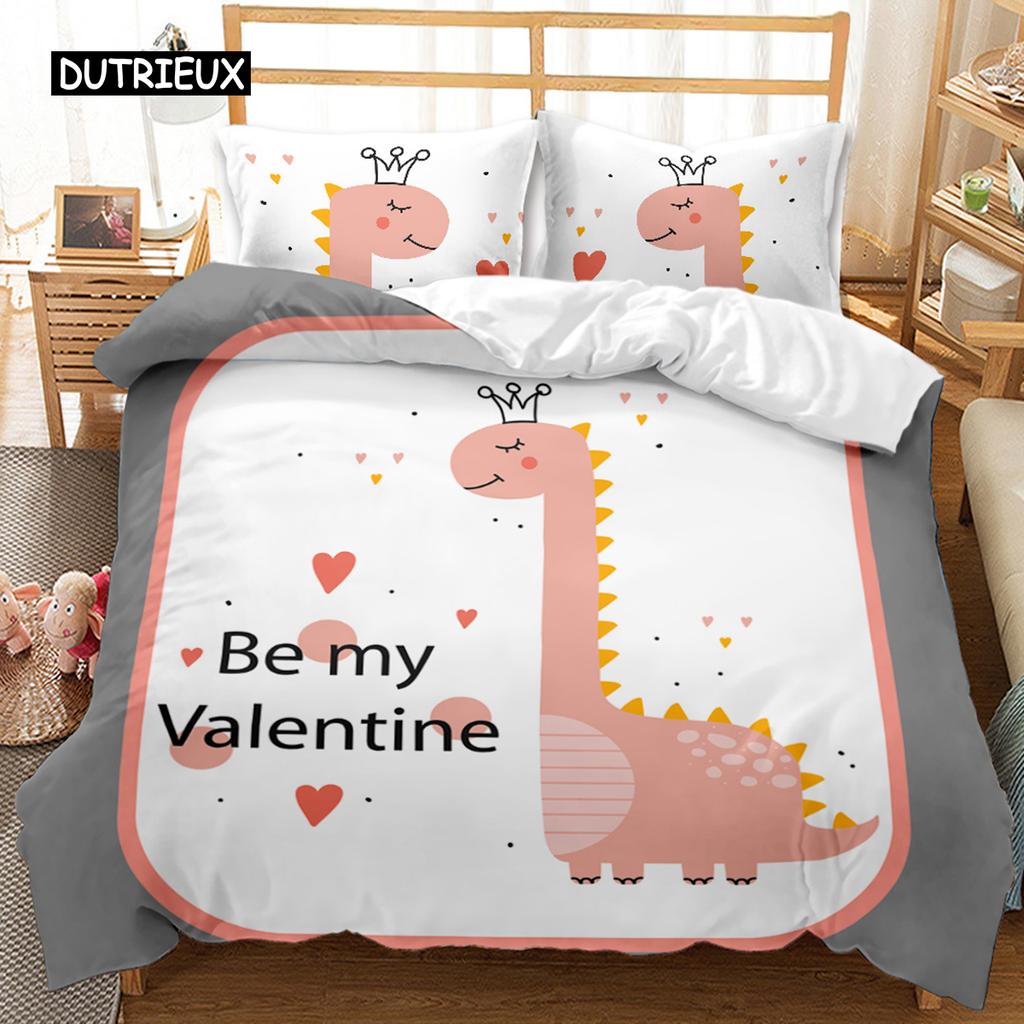 Cartoon Bed Cover Kawaii Room Cozy Reversible Comforter Cover Adorable Cartoon Animal Kitten Lovely Love-themed Long-lasting Polyester Qulit Cover