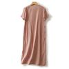 2025 Summer New Side Open Placket Buckle Improved Cheongsam Dress Women's Loose and Thin Solid Color Round Neck Short-sleeved Dress