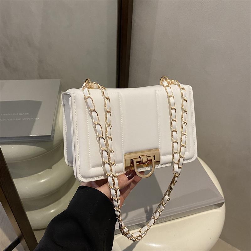 New women's bag fashionable solid color high-end sense versatile shoulder small square bag trendy messenger bag chain bag