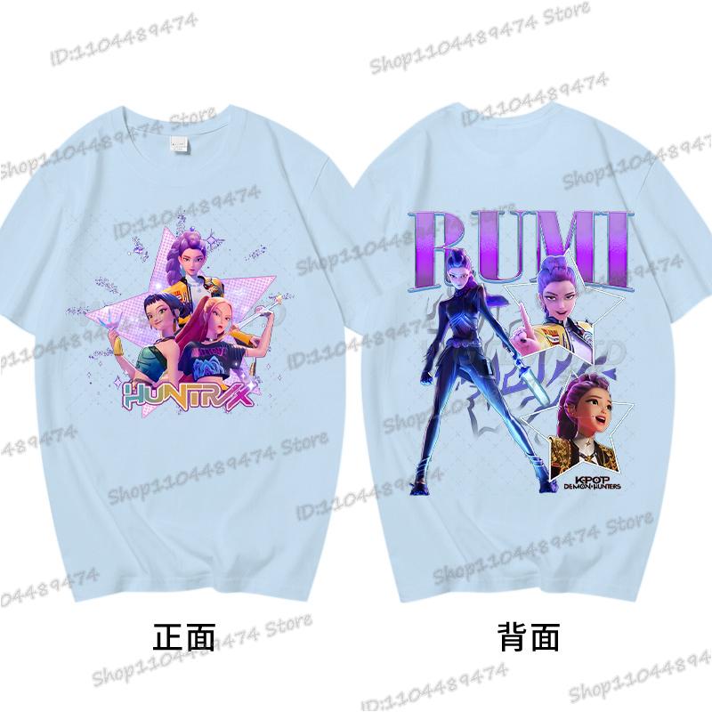 Anime KPop Demon Hunters Cotton Tshirts Graphic Hip Hop Vintage T Shirt Men Women Harajuku Rumi Zoey Miba KPop Movie Tshirt