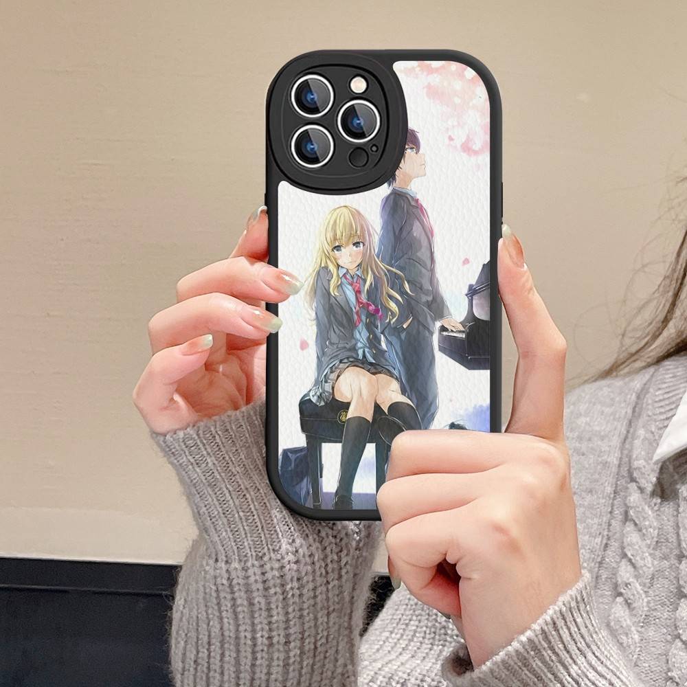 Your Lie In April Phone Case For IPhone 16 15 14 11 12 13 Pro Max Plus Back Leather Shell