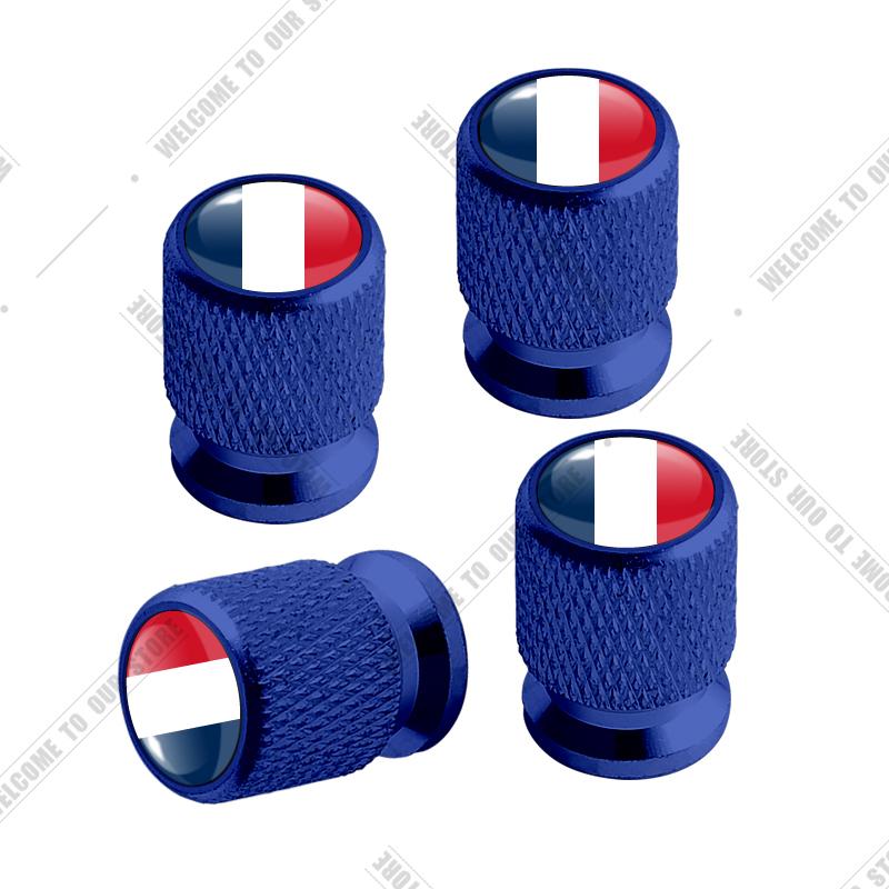 Cqdjvy1 Auto CNC Aluminium Duitsland Italië Frankrijk Driekleurige Vlag Embleem Voor Citroen Peugeot Fiat Kia 4 stuks Bandenventiel Luchtpoort Stuurpen Afdekdoppen
