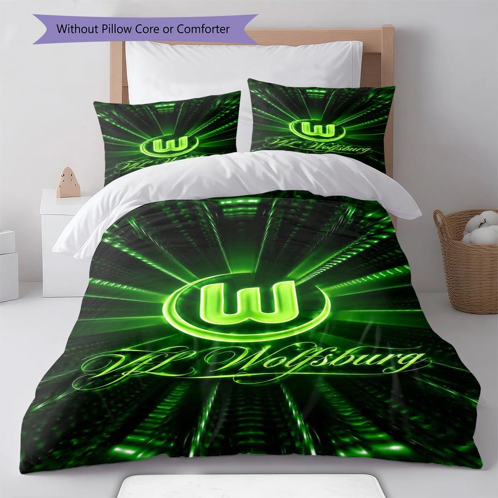 VfL Wolfsburg Pattern Bedding Set Quilt Cover Pillowcase Home Decor Gift (1 * duvet cover + 2 * pillowcase, without core)