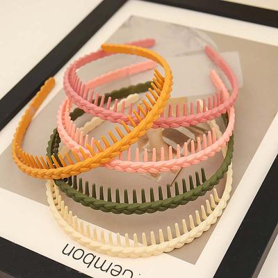 Módní jednobarevné vlnité pryskyřičné čelenky pro ženy Jednoduchá T-obroučka se zuby Čelenka Pokrývka hlavy Vlasové doplňky