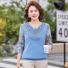 Elegant Floral Lace Long-Sleeve Top for Mid-Aged Women