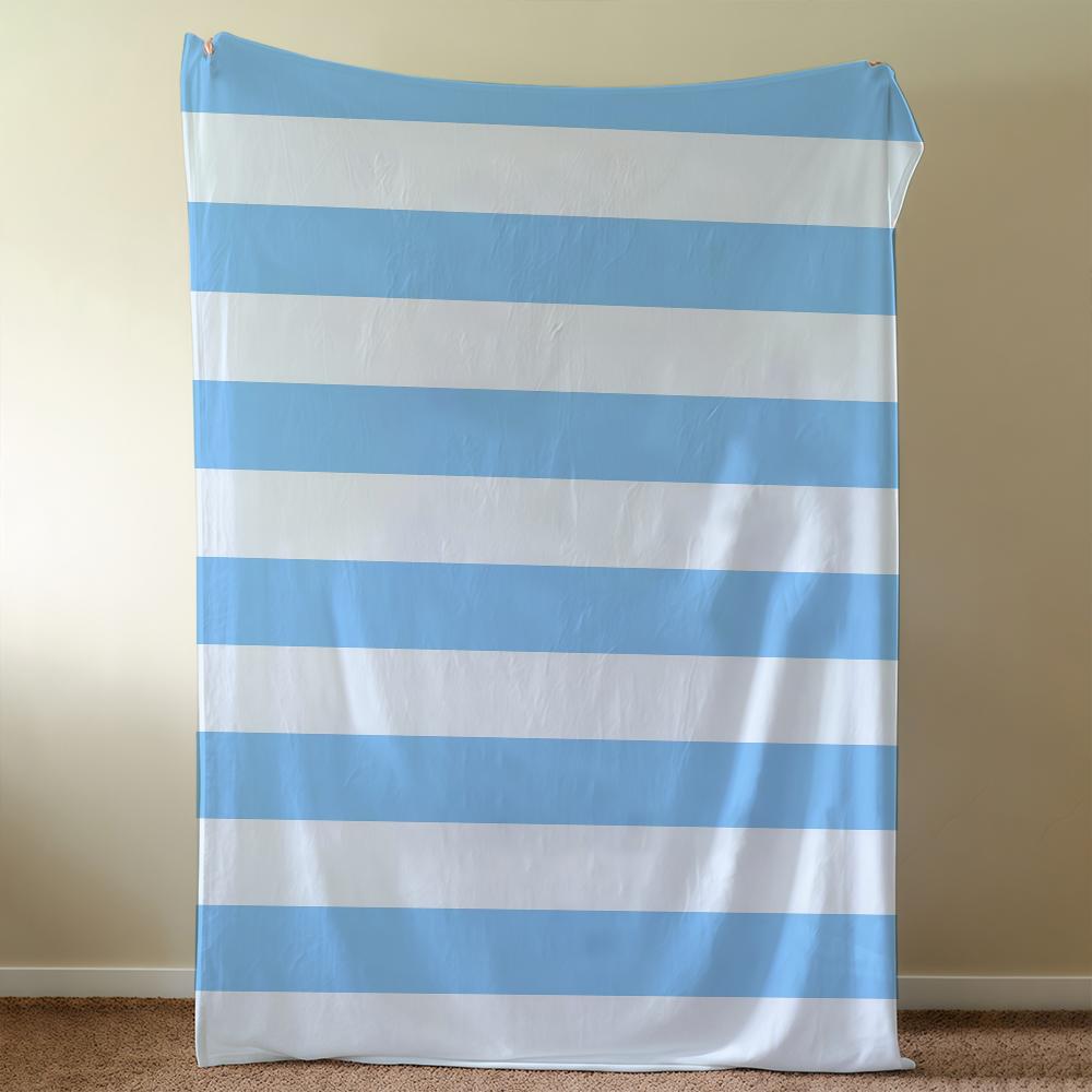 Blanket Throw Super Cosy Plush Stripes Horizontal Living Room Sofa Couch Blue Childish Birthday Gifts