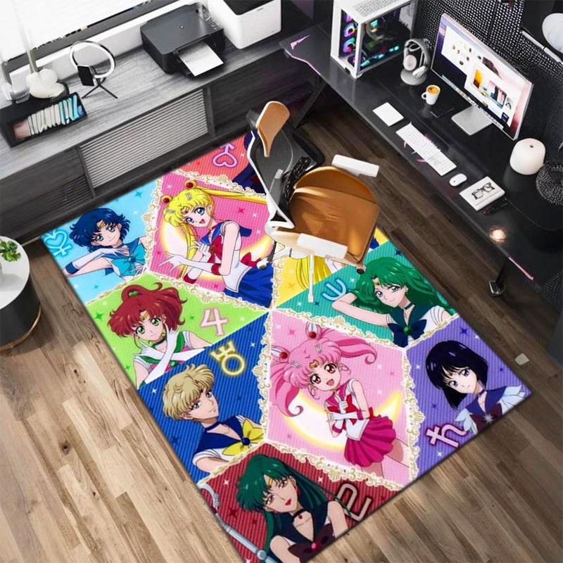 Cute cartoon theme Sailor Moon Tsukino Usagi cartoon rug Multifunctional household anti-slip decorative door mat, outdoor floor mat, and carpet Y14