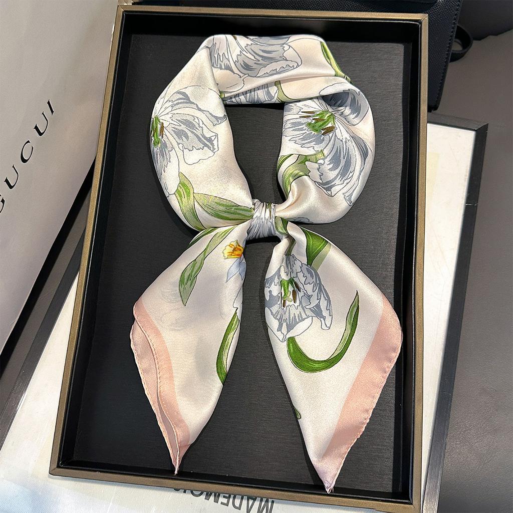 Korean New Versatile Fashion 71 Imitation Silk Square Scarf Women's High-end Sense Neck Protection Neck Scarf Silk Scarf