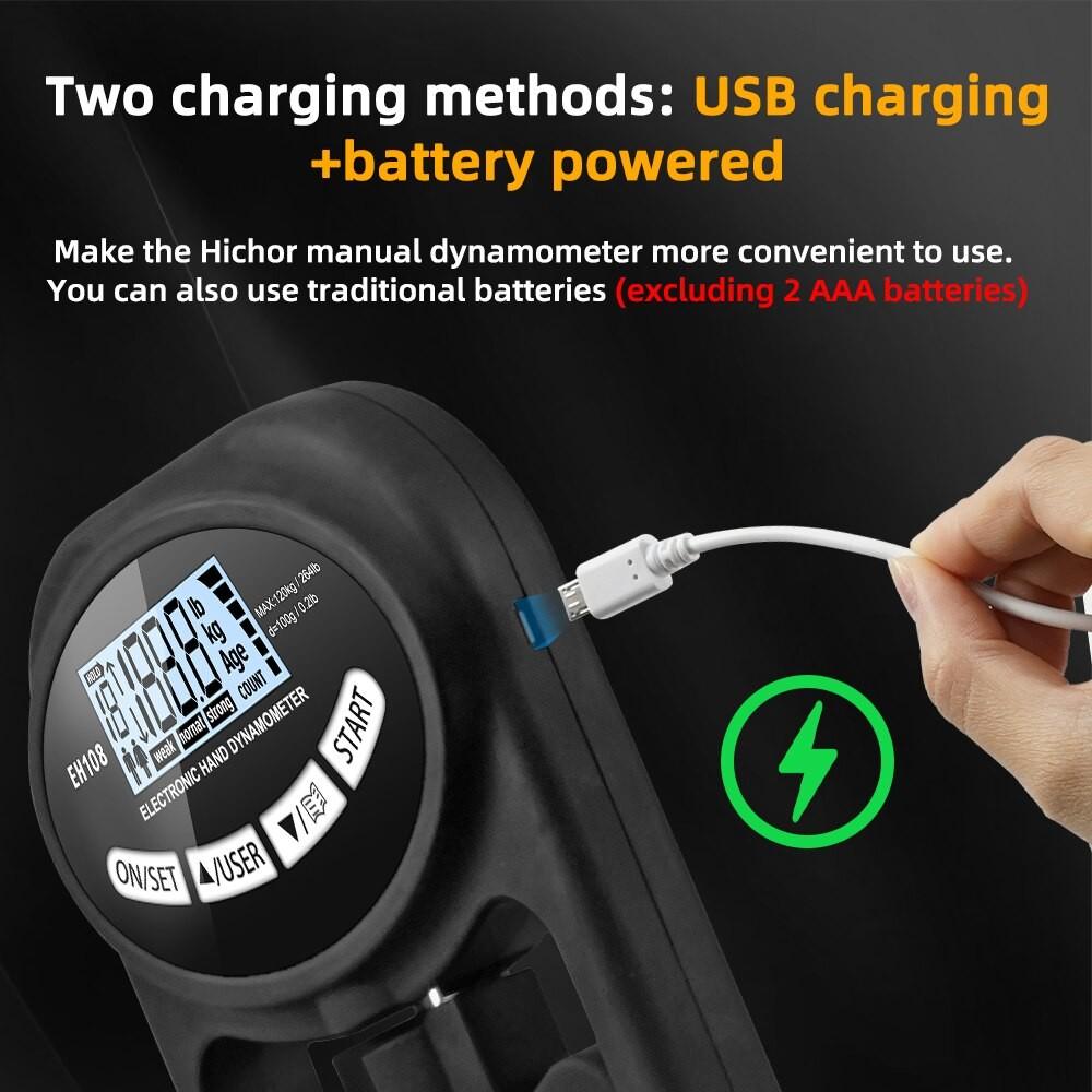 265Lbs/120Kg Digital Hand Dynamometer USB LCD Screen Hand Grip Strength Tester Power Training Sport Grip Strength Meter