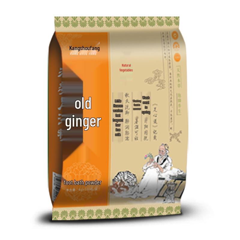 Old Ginger Powder Foot Soak Bags, Kraft Paper Packaging, 600g, In Stock Safflower Foot Bath Powder