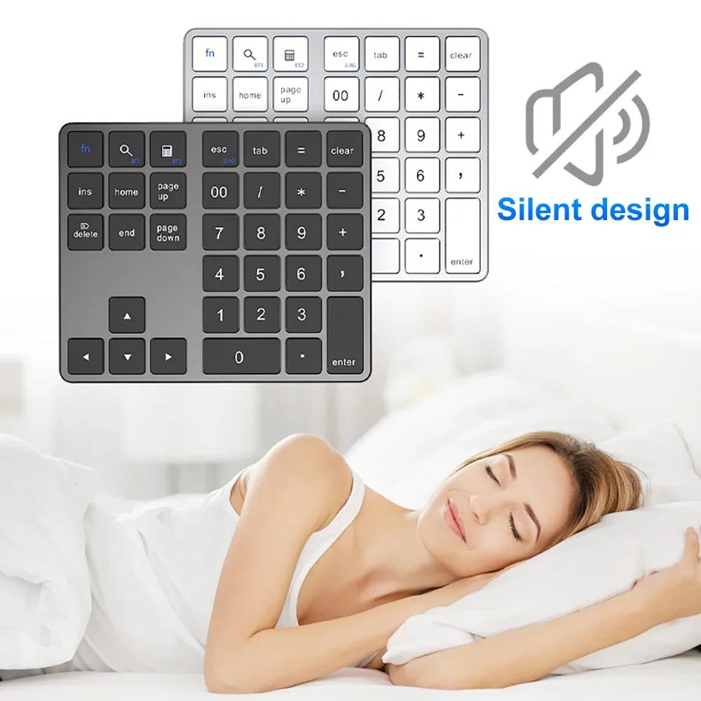 Mini Teclado Digital Inalámbrico 2.4G Teclado Numérico Bluetooth Teclado Recargable 35 Teclas Teclado Numpad para Android Window PC