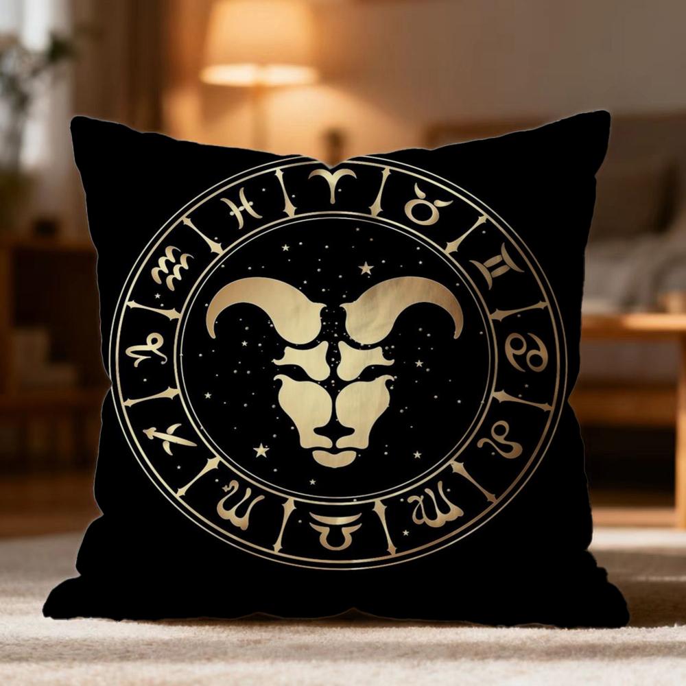 TTwelve Constellations Cushion Cover Soft Washable Pillow Case Multi-Scene for Couch Bed Travel Office Use