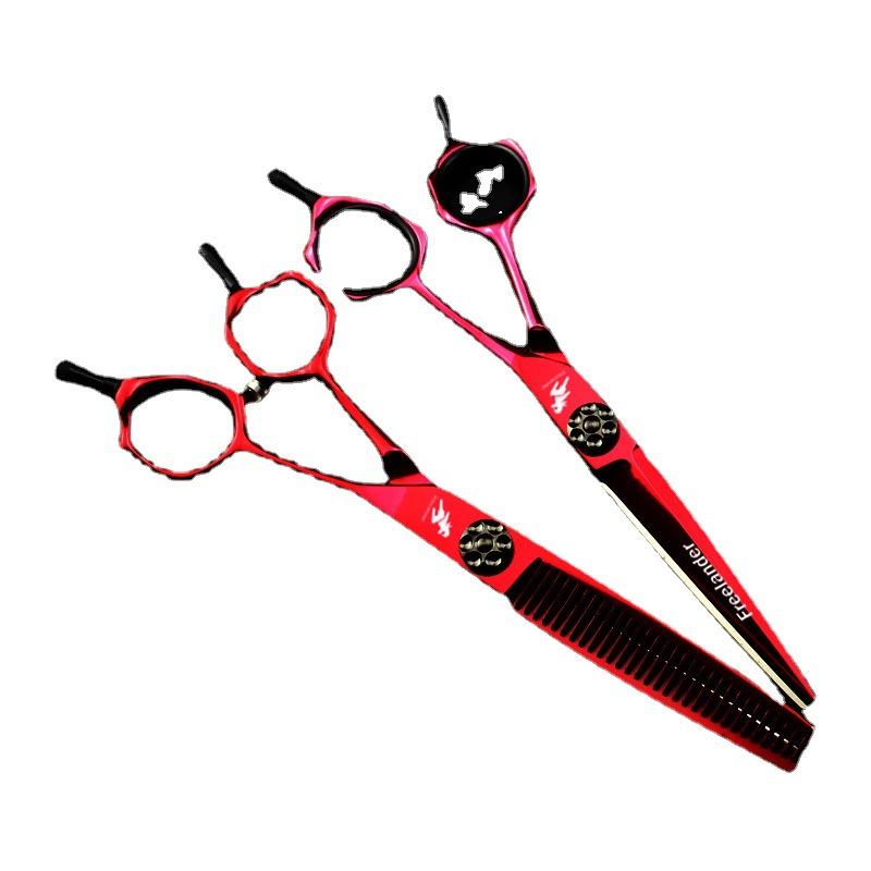 Xy1 Burgundy Model, Hair Scissor Set, Flat Scissors, Thin Scissors, Free Comb Scraper, Special For Hair Salons.