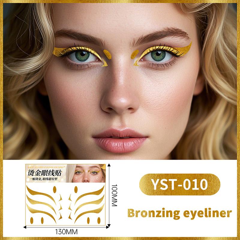 Glitzer Aufkleber Gesicht Eyeliner Tattoo Flash Gold Temporäre Tattoos Wasserdichte Make-up Abziehbilder Für Mädchen Party Musikfestival