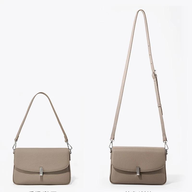 Women's Genuine Leather Handbag New Versatile Ladies' Small Underarm Square Bag High Quality Versatile Solid Shoulder Bag