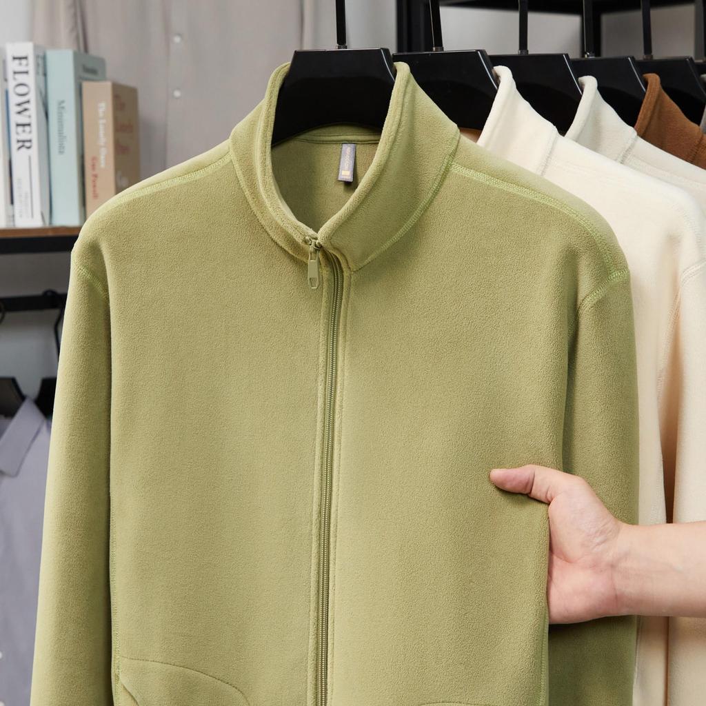 2025 Men's Winter Fleece Stand Collar Zip-Up Hoodie Jacket