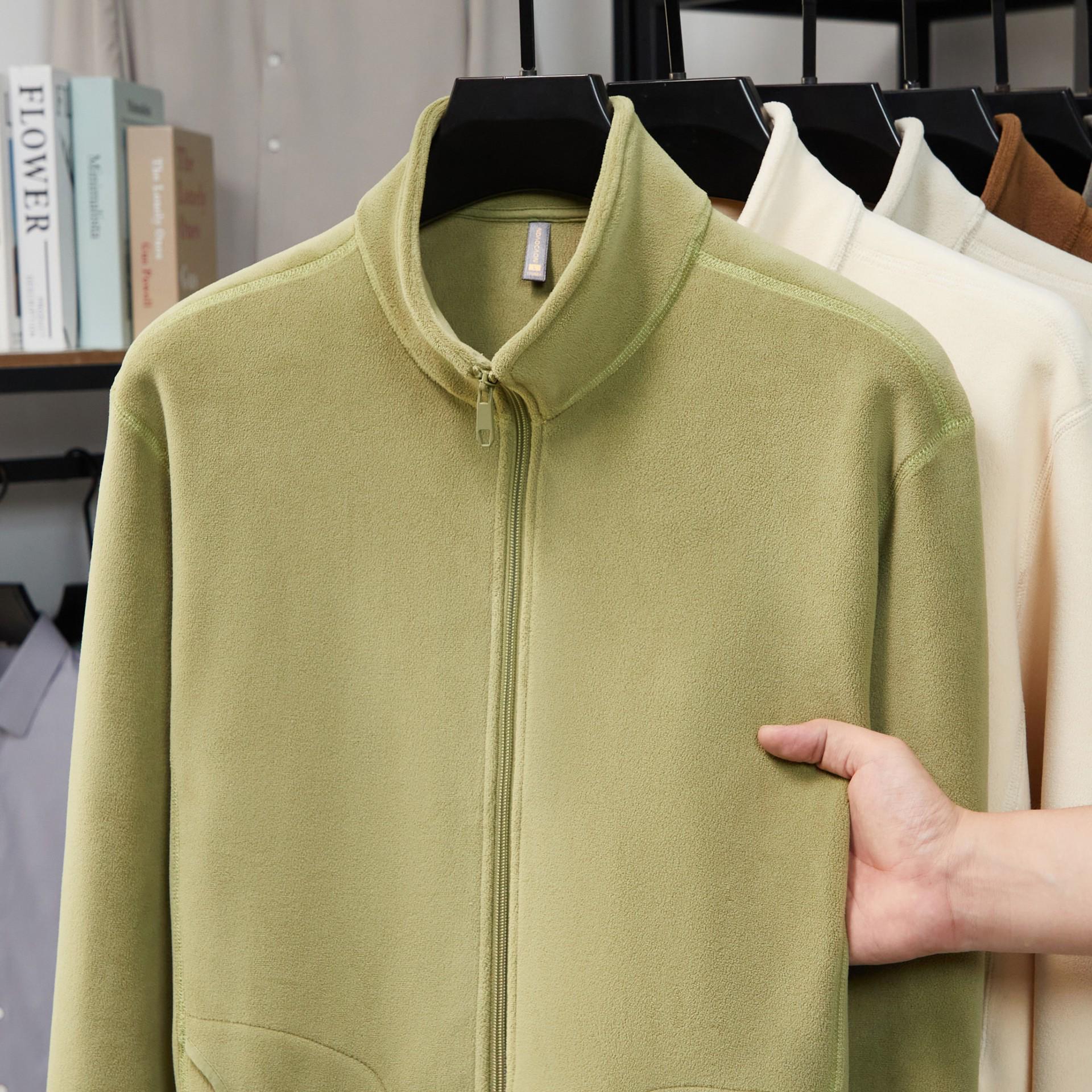 2025 Men s Winter Fleece Stand Collar Zip-Up Hoodie Jacket XXL