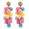 Fashion Summer Jewelry Acrylic Resin Ball Pendant Bohemian Balloon Tassel Earring Beaded Colorful Charm Earrings Women