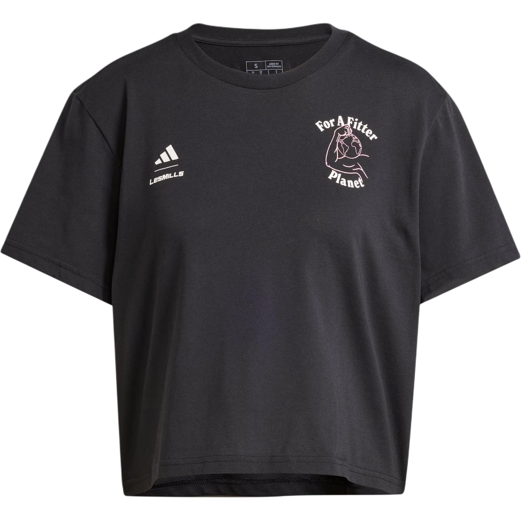 

Adidas X Les Mills Collaboration свободный крой с круглым вырезом удобная футболка с коротким рукавом женские топы черного цвета JJ3159 L