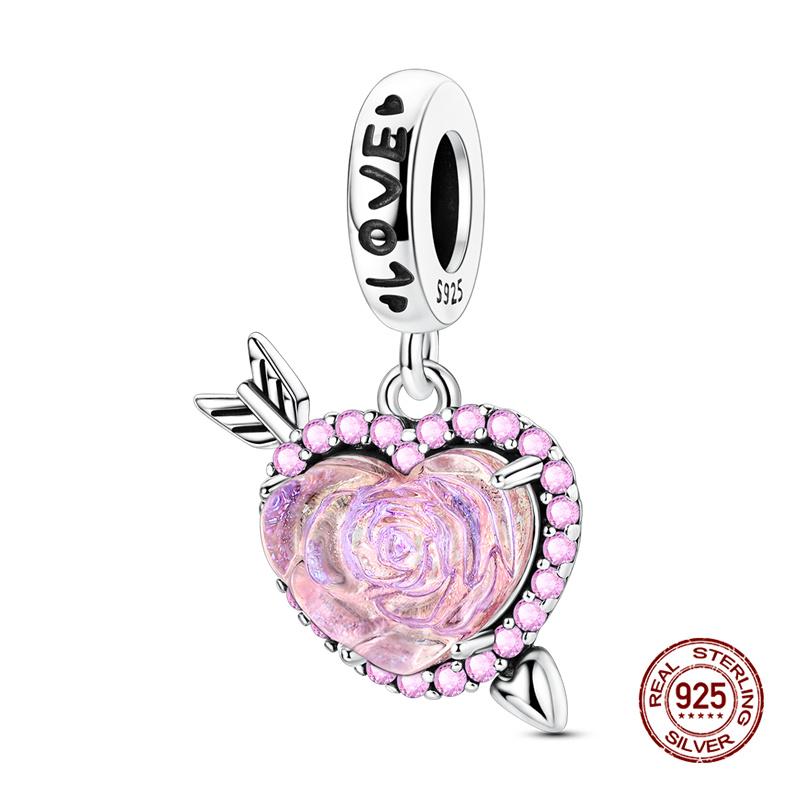 New In Original Charms Copper Cute Panda Holding Heart-Shaped Charms Beads Fit 3Mm Original Bracelet Women Diy Jewelry Gifts