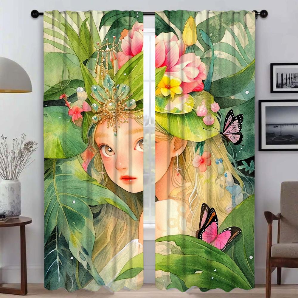 Tropical Plant Home Interior Curtains for Living Room Blackout Curtain Halloween Decoration Shades Tulle for Bedroom Partition