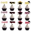 16 Stück Glitzernde 2025 Abschluss Cupcake Dekoration Abschluss-Saison Themenparty Dekoration