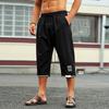 Men's Loose Fit Capri Pants Drawstring Elastic Waist Casual Baggy Cropped Trousers with Pockets for Beach Yoga Daily Wear