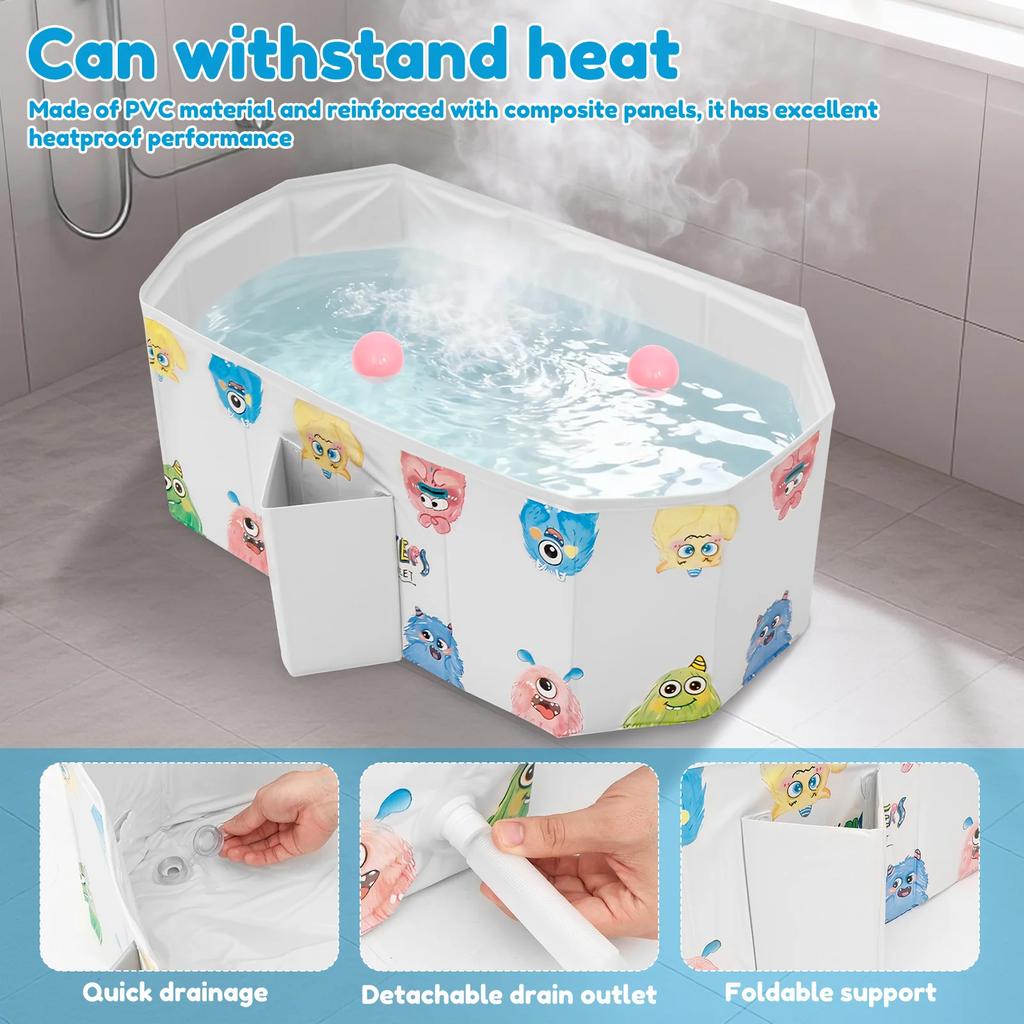 Foldable Baby Bathtub Multifunctional Portable Bath Tub Large Toddler Bath for Age 0-8 Suitable for Travel and Small Spaces