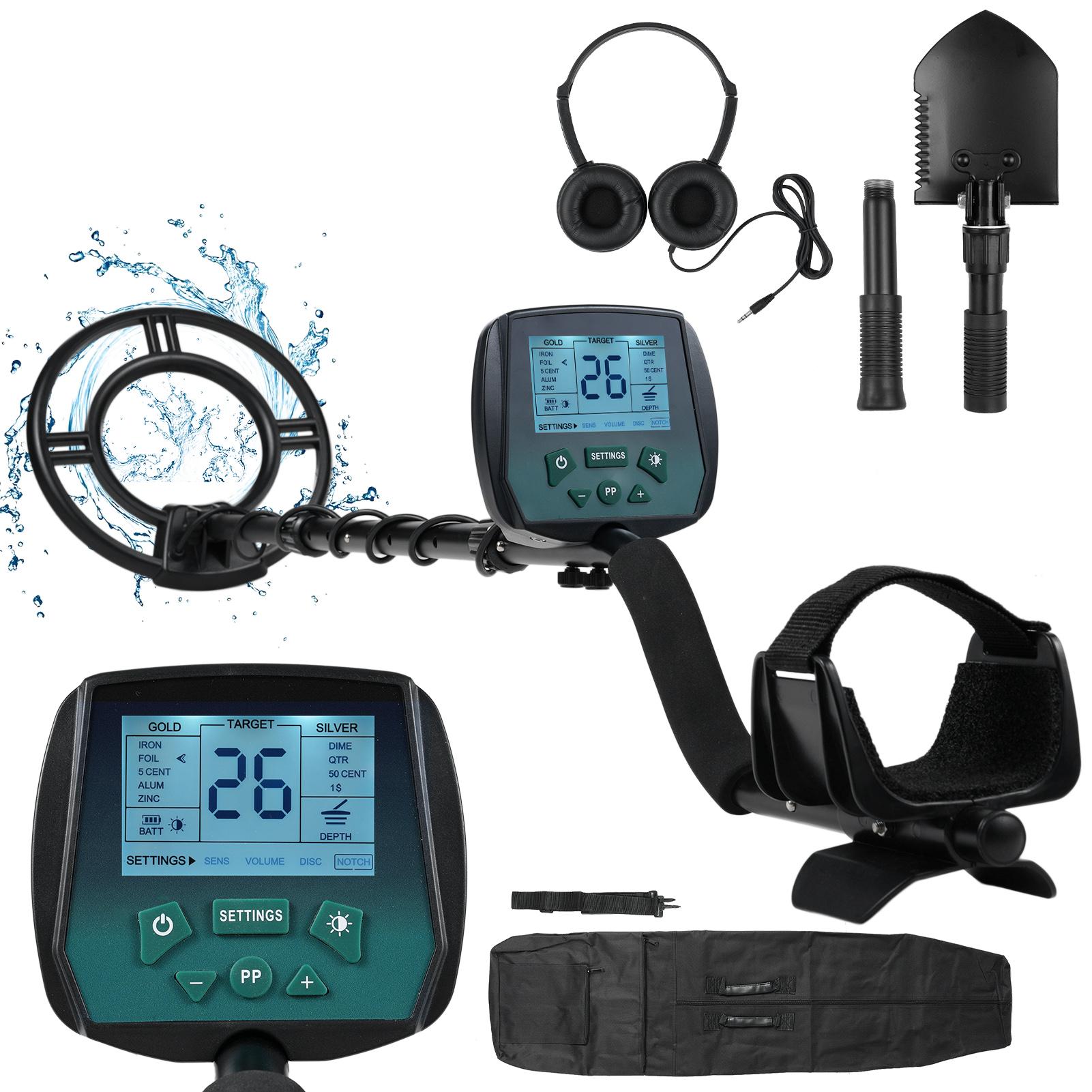 

Металлодетекторы для взрослых Водонепроницаемый профессиональный детектор золота высокой точности с ЖК-дисплеем 4 with headphones & shovel зелёный