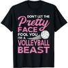 Funny Volleyball Girl with Pretty Face T-Shirt(1)