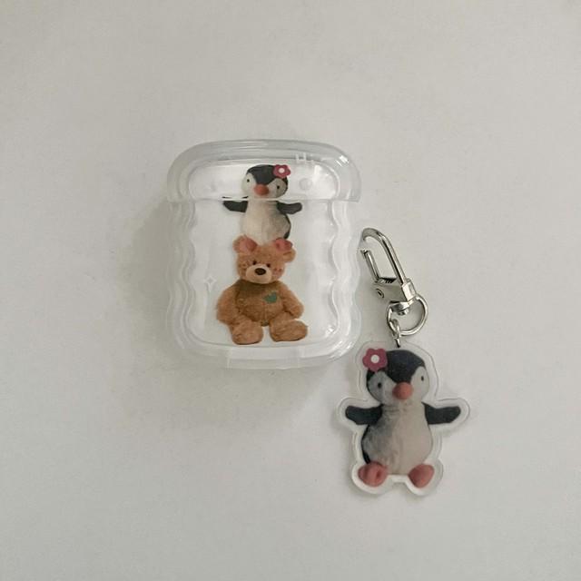 

Волнистый нескользящий милый брелок для ключей с изображением медведя-пингвина Imd, чехол для наушников с подвеской для Apple Airpod 2 3 Pro 2nd 1, беспроводной Bluetooth Box Capa For Airpods Pro 2ND