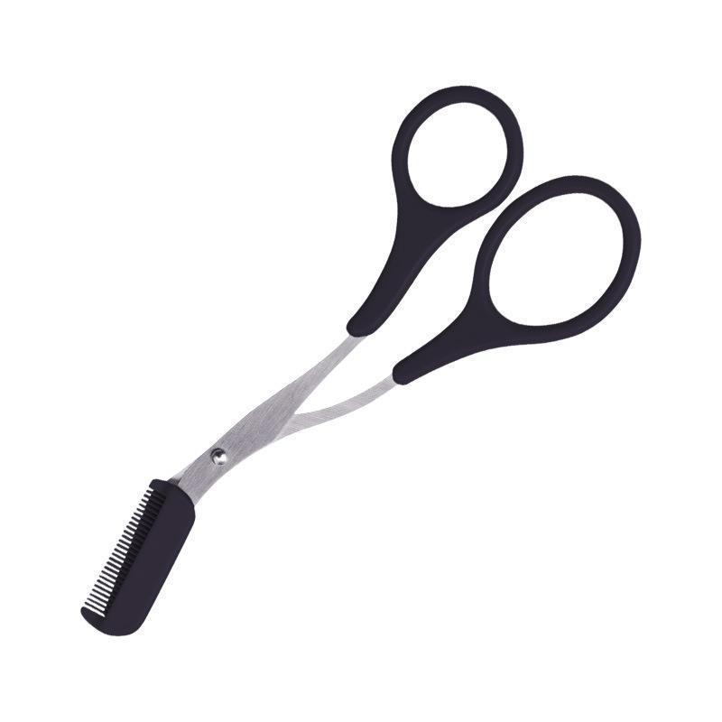 Stainless Steel Eyebrow Trimmer & Comb Scissors - Titanium Makeup Tool