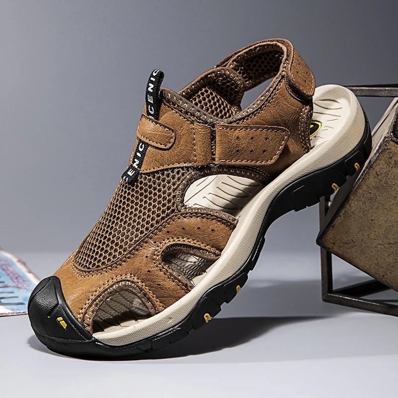 Fashion Breathable Men Walking Sandals Handmade Flats Casual Shoes All-match Men's Luxury Sandals Stylish Mens Hollow Out Loafers Hombre