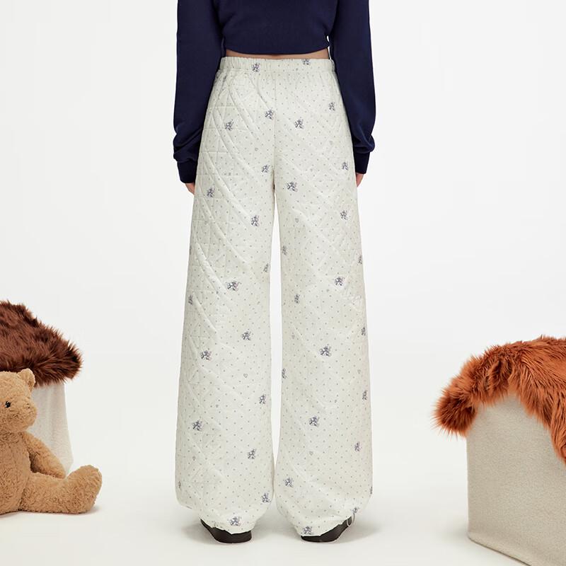 unifree Illustrator Polka Dot Print Loose Straight Winter Pants