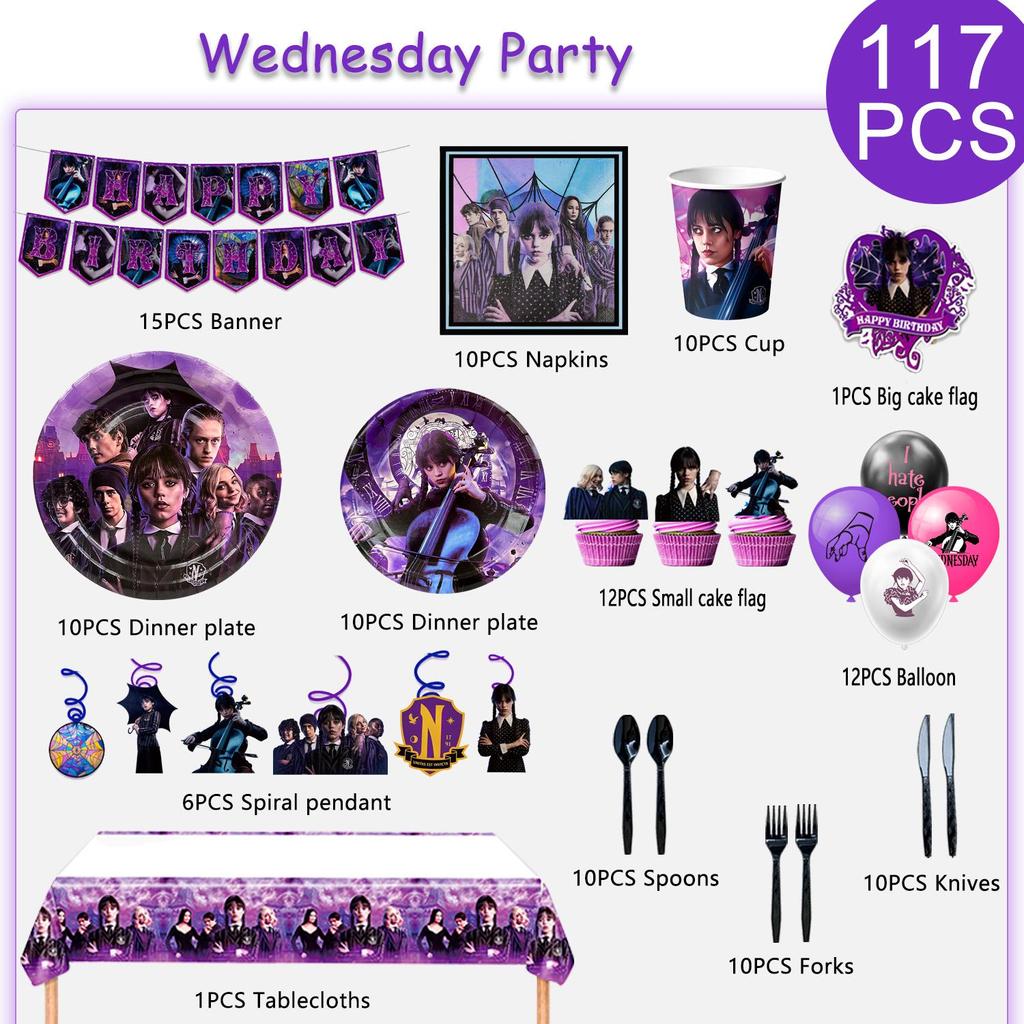 Cartoon Birthday Decorations,117pcs Cartoon Party Decorations&Tableware-Cartoon Plates Swirls and Cartoon Theme Tablecloth Etc Cartoon Party Supplies