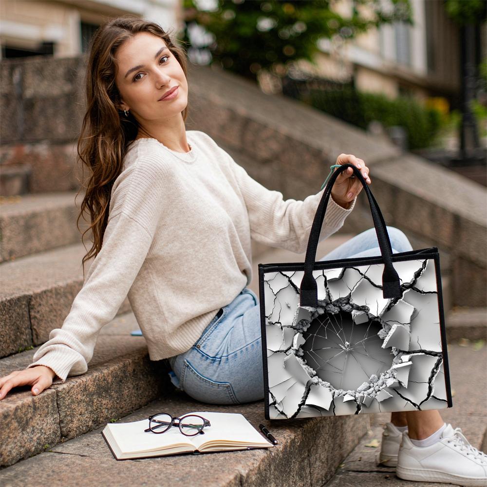 Crack Effect Women Tote Bag Fashion Casual Large Capacity Handbag for Outdoor Shopping Daily Use