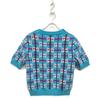 Gucci 23AW 731583 XKC1H Blue Wool Gold Button GGx Check Half Sleeve Knit Pullover Tops XS blueUsed
