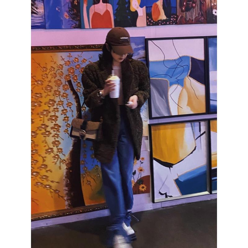 Autumn and Winter New Lamb Wool Coat Women's  Thick Mid-length Top