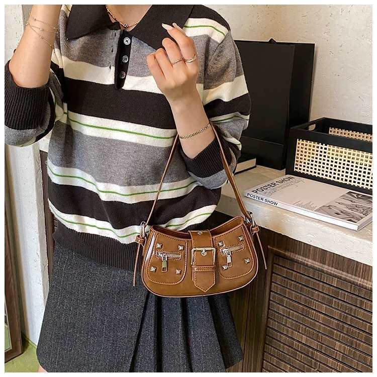 High-end Retro Small Bag Women's Fashionable All-matching Cross-body Commuting One-shoulder Underarm Carry