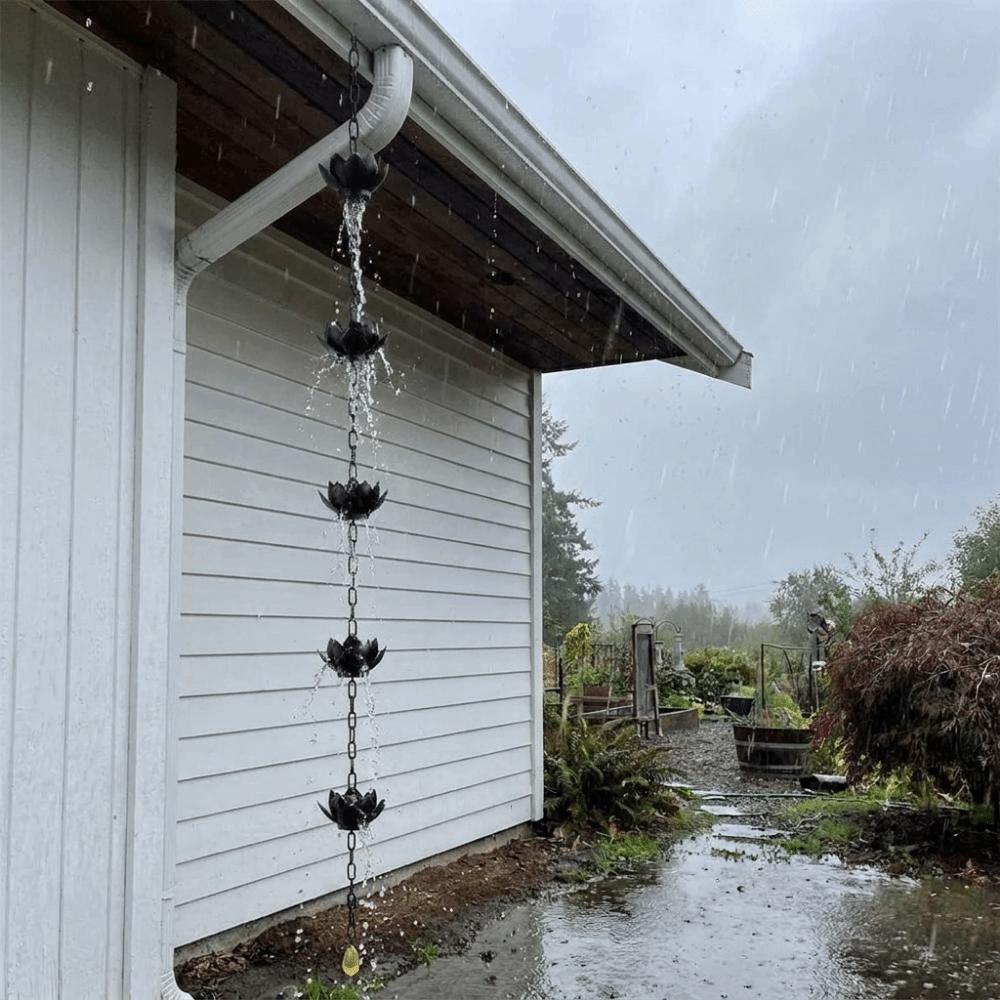 Iron Lotus Rain Catcher Adjustable Length Metal Downspout Chain Lotus Rain Chain Garden Decor