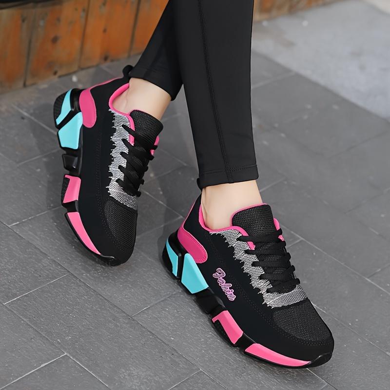 Women's Colorblock Sports Shoes, Casual Lace Up Low Top Running Sneakers, All-Match Breathable Walking Trainers