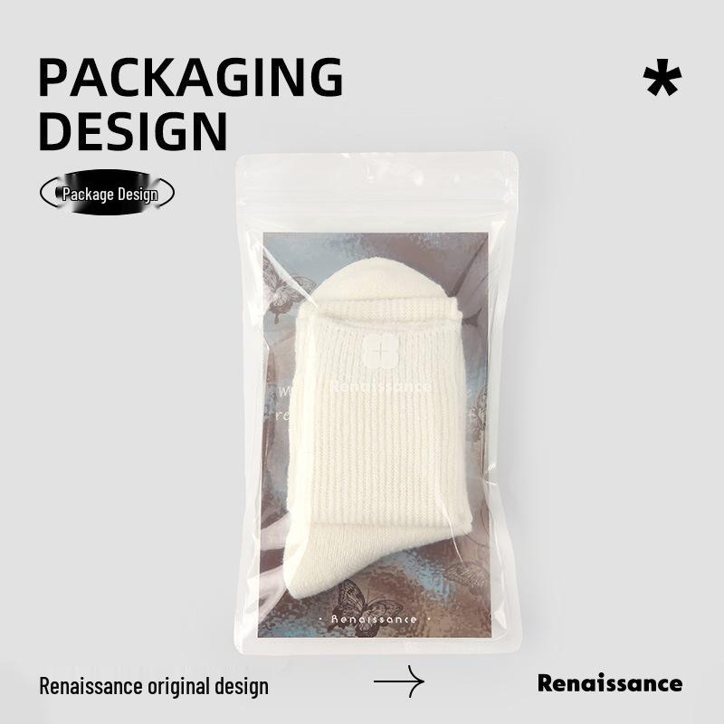 Renaissance Women's Off-White Wool Mid-Calf Slouch Socks - Warm & Versatile for Autumn/Winter