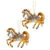 2 Pcs Horse Christmas Ornament Acrylic Sparkly Rhinestones Horse Hanging Decoration 2D Flat Christmas Tree Ornament for Horse Lovers