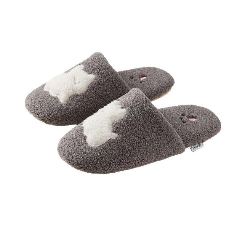 Autumn and Winter Women's Cotton Slippers Fleece Warm West Highland Puppy Cotton Slippers Women's Indoor Home Plush Slippers