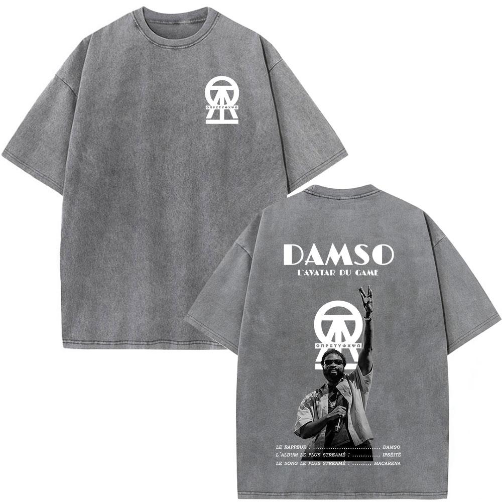 Vintage Spierane Koszulki Rapper Damso Beyah Tour 2026 Mężczyźni Kobiety Odzież Moda Hip Hop Krótki Rękaw Okrągły Dekolt Koszulki Streetwear