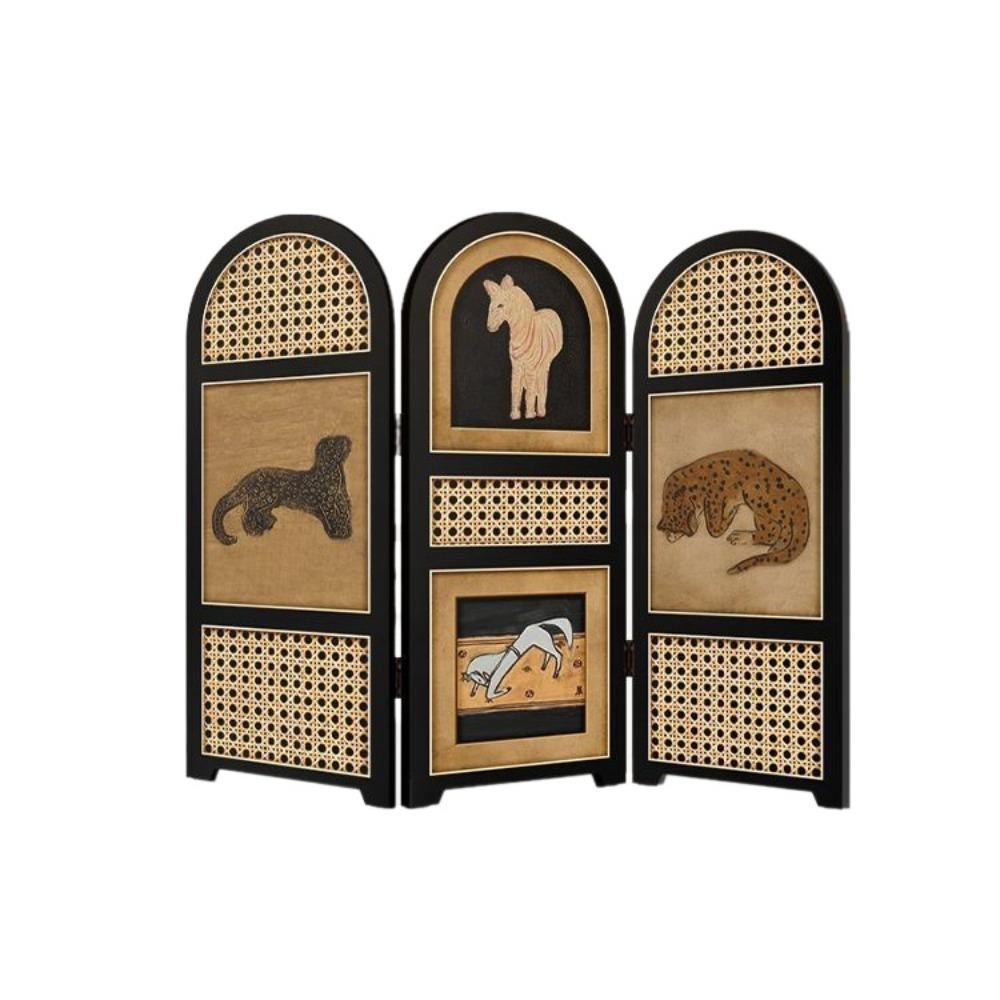 

Декоративное настольное украшение-ширма Складная конструкция Леопардовый маятник Живопись Настольный дисплей L