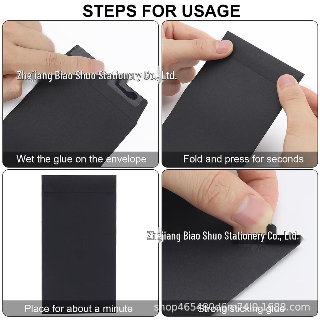 Black Paper Envelope for Memory Card and Stationery Storage