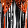 2Pcs Halloween Decoration Backdrop Tassle Curtains Black Orange Foil Fringe Curtain for Birthday Halloween Party Backdrop Deco