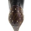 LOUIS VUITTON Ankle boots Monogram Studs Side Zip Black brown leather Women 36 Used